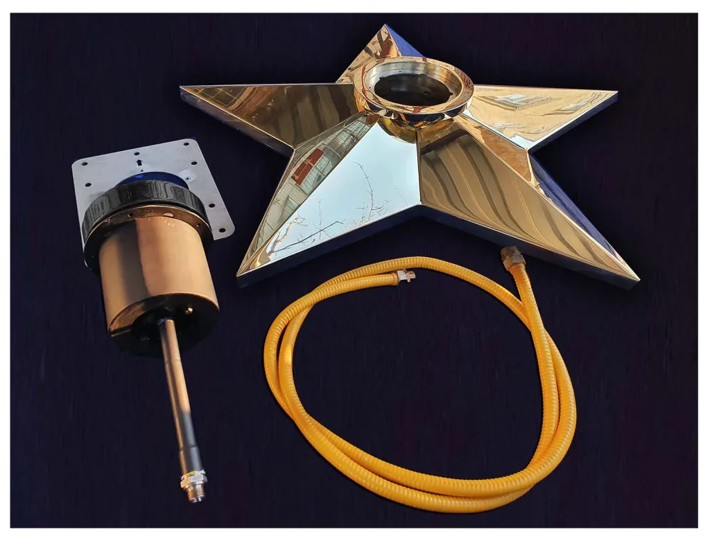 Вечный огонь звезда из бронзы с газовой ветроустойчивой горелкой в сборе - комплект поставки Курильск 